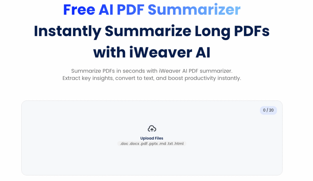 Tool 5: iWeaver AI: The Intelligent PDF Document Summarizer for Research Papers