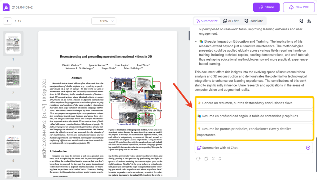 Tailored Summaries for Different PDF Types: Custom Focus