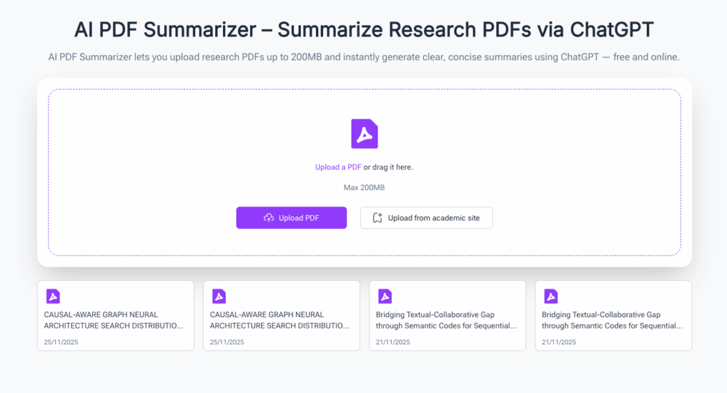 Tool 2: DeepPDF: The Free Online PDF Document Summarizer Powered by ChatGPT​