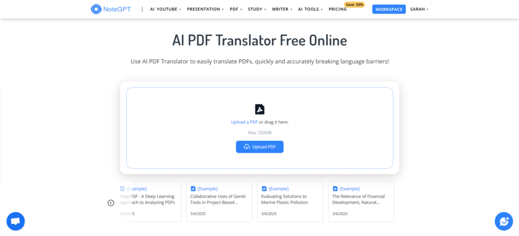 NoteGPT's PDF Translator – Translate and Interact with Your PDFs