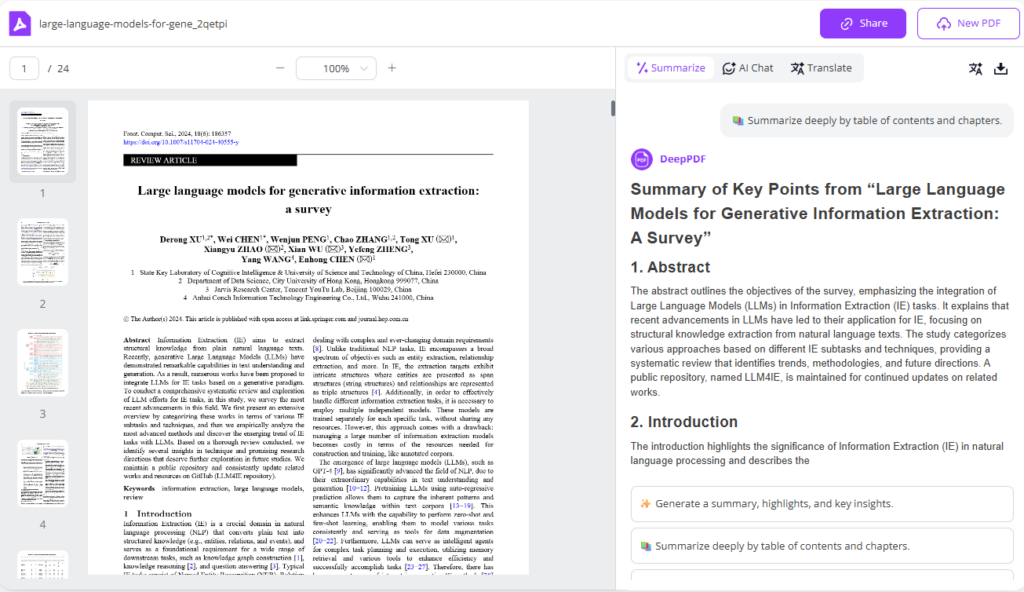 Method 2 – Use DeepPDF: A Free AI PDF Tool That Works Without ChatGPT Plus