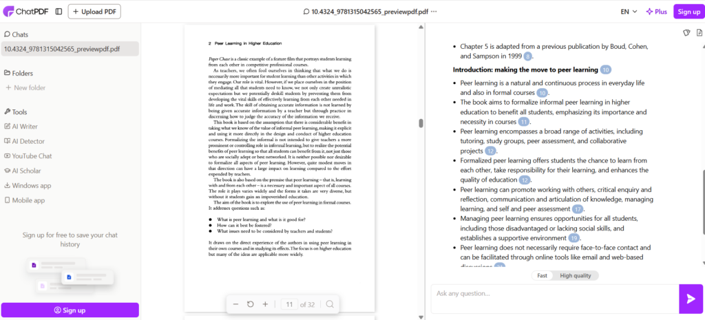 ChatPDF – Interactive AI PDF Assistant for Summaries