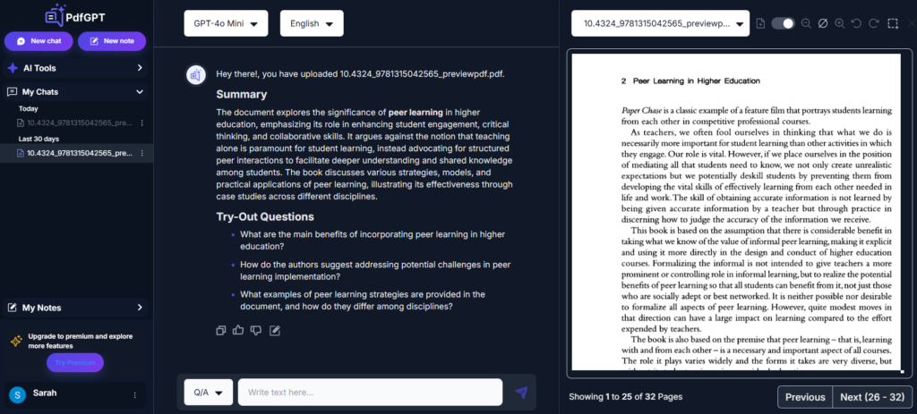 PDFgpt.io – Chat-Based PDF Summarizer