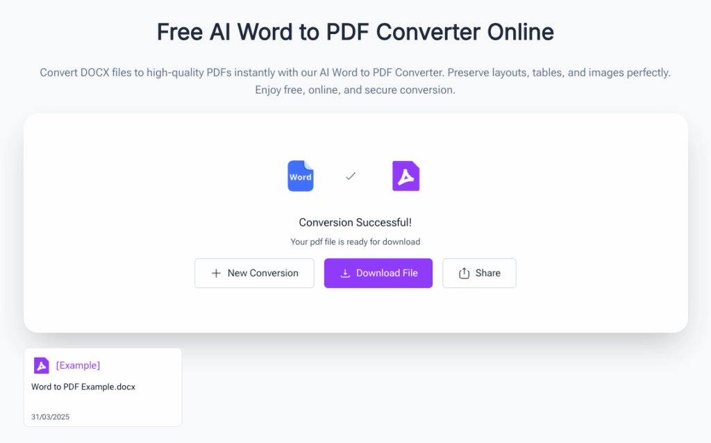 Tool 3: DeepPDF – AI Powered Online Free Word to PDF Converter with Format Preservation