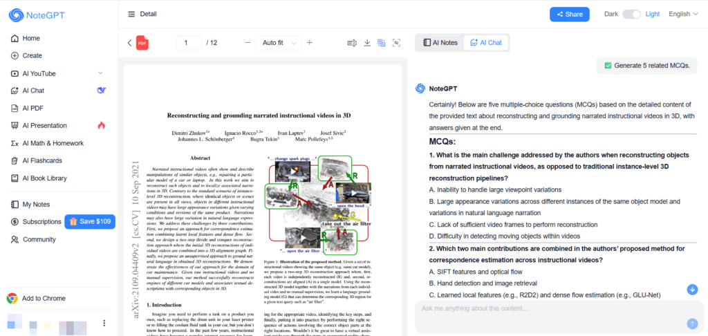 NoteGPT – Smart PDF chat, translation, and format conversion in one