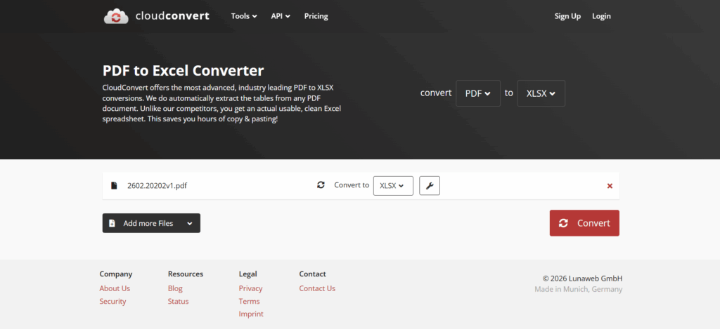 CloudConvert - Convert pdf to excel free within a flexible format platform