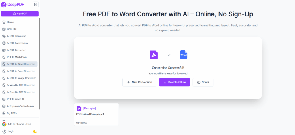 DeepPDF AI: Advanced PDF to Word Free Converter