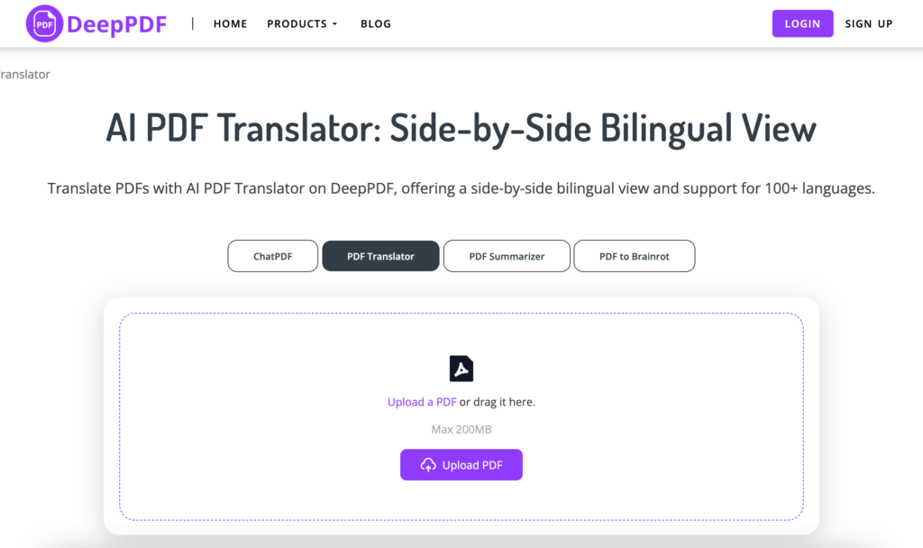Step 1: Go to AI PDF Translator