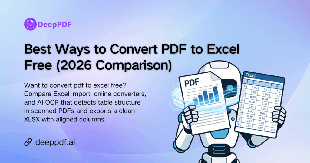 Best Ways to Convert PDF to Excel Free (2026 Comparison)