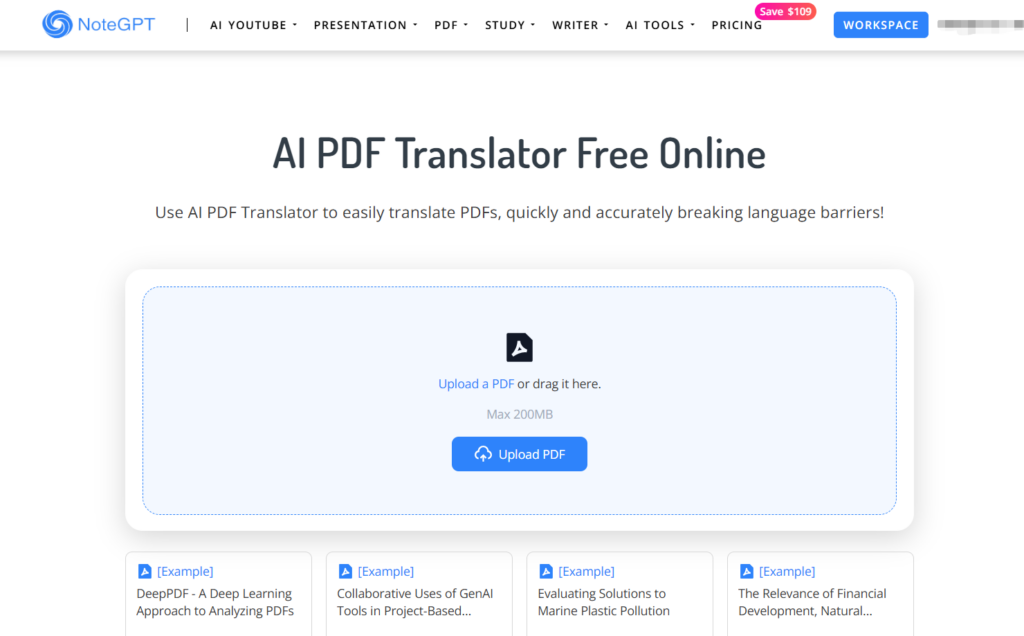 NoteGPT – Smart Free PDF Translator with Chat Capabilities