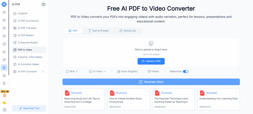 NoteGPT – One-Click PDF to Video for Instant Content Creation