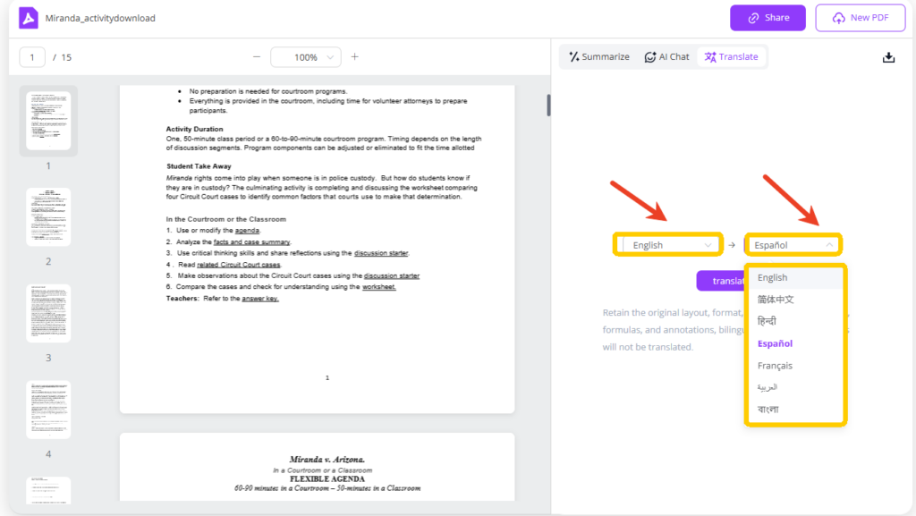 Step 2: Choose Your Languages – Original & Target