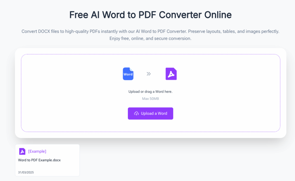 Tool 3: DeepPDF – AI Powered Online Free Word to PDF Converter with Format Preservation